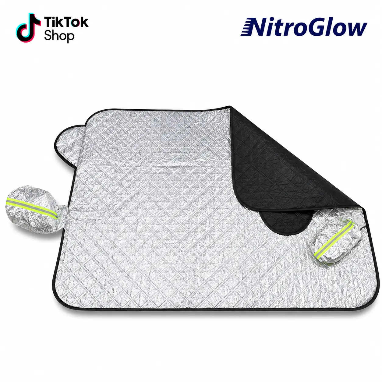 2-in-1 Foldable Car Windshield Sunshade Curtain & Snow Cover - Uv-Blocking Front Window, Waterproof Frost/Ice Guard with Side Mirror Covers, Reflective Aluminum Foil Layer for Most Vehicles