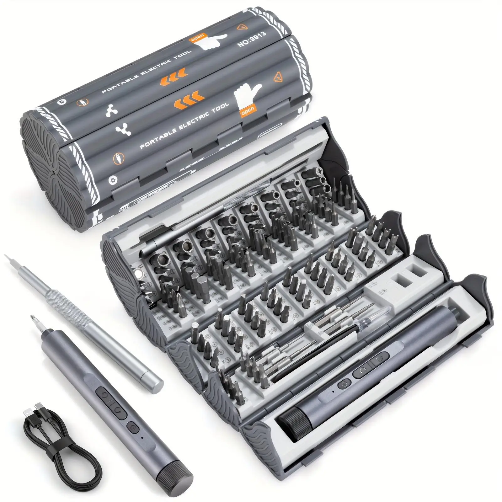 138-in-1 Precision Electric Screwdriver Set, Tool Kit, High Torque Electric Screwdriver with LED Light, Strong Magnetic Phillips Torx Screwdriver Bits for DIY Power Tools, USB Rechargeable Cordless Power Screwdriver, Screwdriver Combo