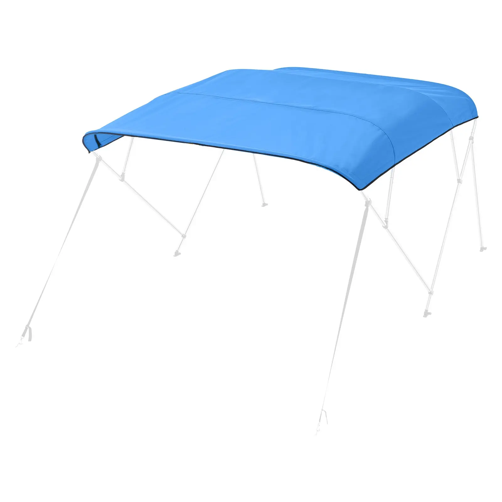 Heavy Duty 600D PU1000 Waterproof Boat Bimini Top Replacement Canopy Cover, 8ft Long 4-Bow Sun Shade Awning for 97-103in Wide Vessels, Blue, with Zipper Sleeve Storage Bag (Frame Excluded)