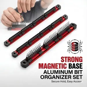 Three-Piece Magnetic Heavy Duty Screwdriver Holder Aluminum Alloy Storage Rack, Magnetic Metal Bit Organizer, Wall-Mounted Tool Box