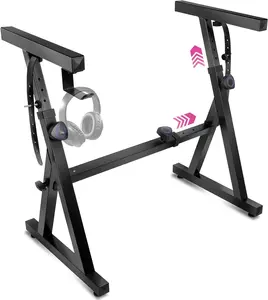 Piano Keyboard Stand - Z Style Adjustable and Portable Heavy Duty Music Stand for  and Adults -Fits 54-88 Key Electric Pianos - Sturdy Musical Keyboard Stand (Black)