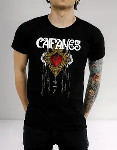 Playera Caifanes Corazón Graphic Tee, Pure Cotton Fabric Casual Street Style Crew Neck Short Sleeve T-Shirt Tops Trendy for Women for Men