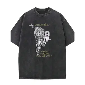 2026 Summer 230g Heavyweight Cotton Washed Printed Short Sleeve-Shirt|   American Retro Loose-Fitting Drop-Shoulder Couple Style Short-Sleeve Shirt, Summer Washed And Distressed Heavy Cotton Tee