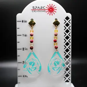 Chucky Iridescent Teardrop Earrings with Moonstone and Agate Beads