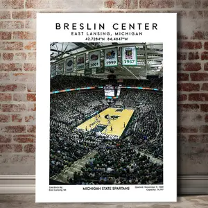 Breslin Center, Michigan State Spartans Basketball Arena Wall Art Print, Poster Prints Wall Art, Man Cave Decor
