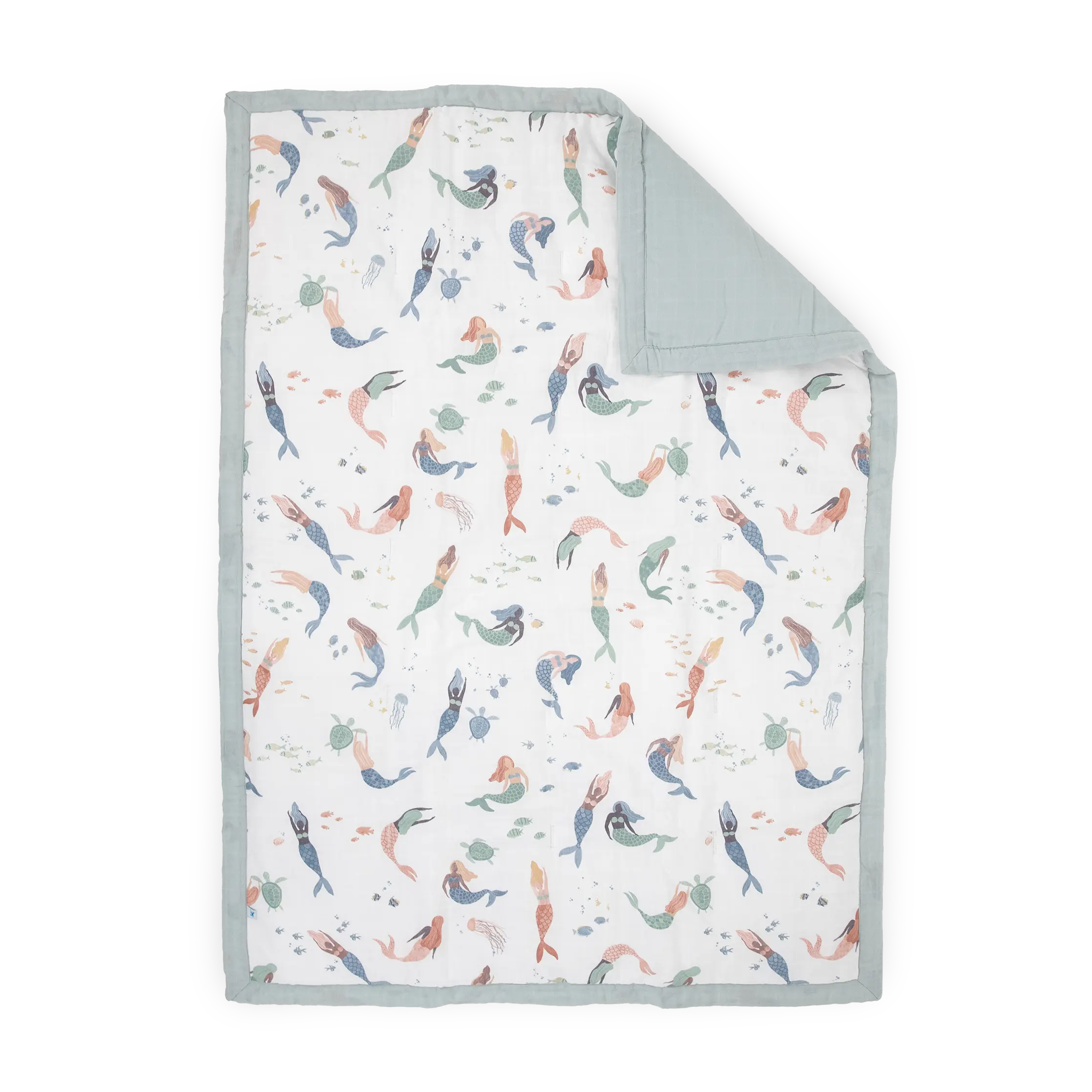 Cotton Muslin Toddler Comforter - Mermaid Party