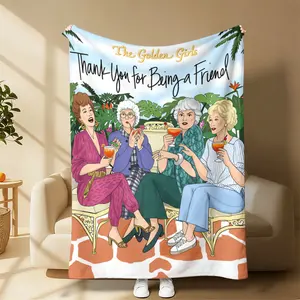 Countdown Sale! The Golden Girls Blanket Cartoon GG Throw Blanket for Couch, Bed, Sofa Luxurious Warm and Cozy for All Seasons Family and Friends Perfect Christmas Present A gift suitable for fans, friends and children