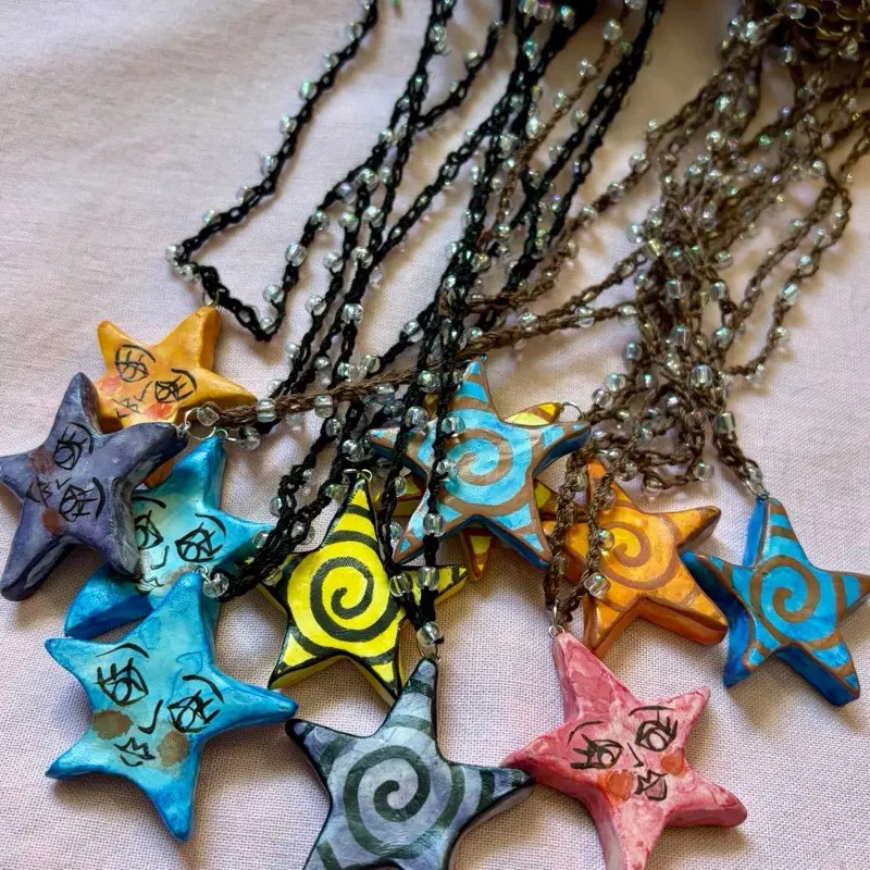 wonky star crochet necklace + double sided pendant wonky star crochet necklace + double sided pendant