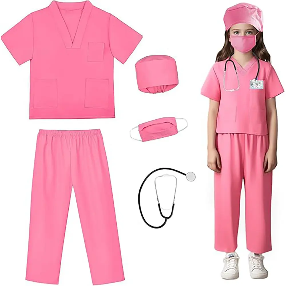 5-Piece Kids Doctor Role Play Set, /blue/, Halloween Costume, Pretend Play Costume, Party Dress-Up, Includes Shirt, Pants, Hat, Mask, Stethoscope