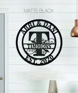 Personalized Family Name Metal Sign, Last Name Sign, Initial, Metal Monogram, Door Hanger, Housewarming Gift, Wedding Monogram, Anniversary Gift, Family Sign