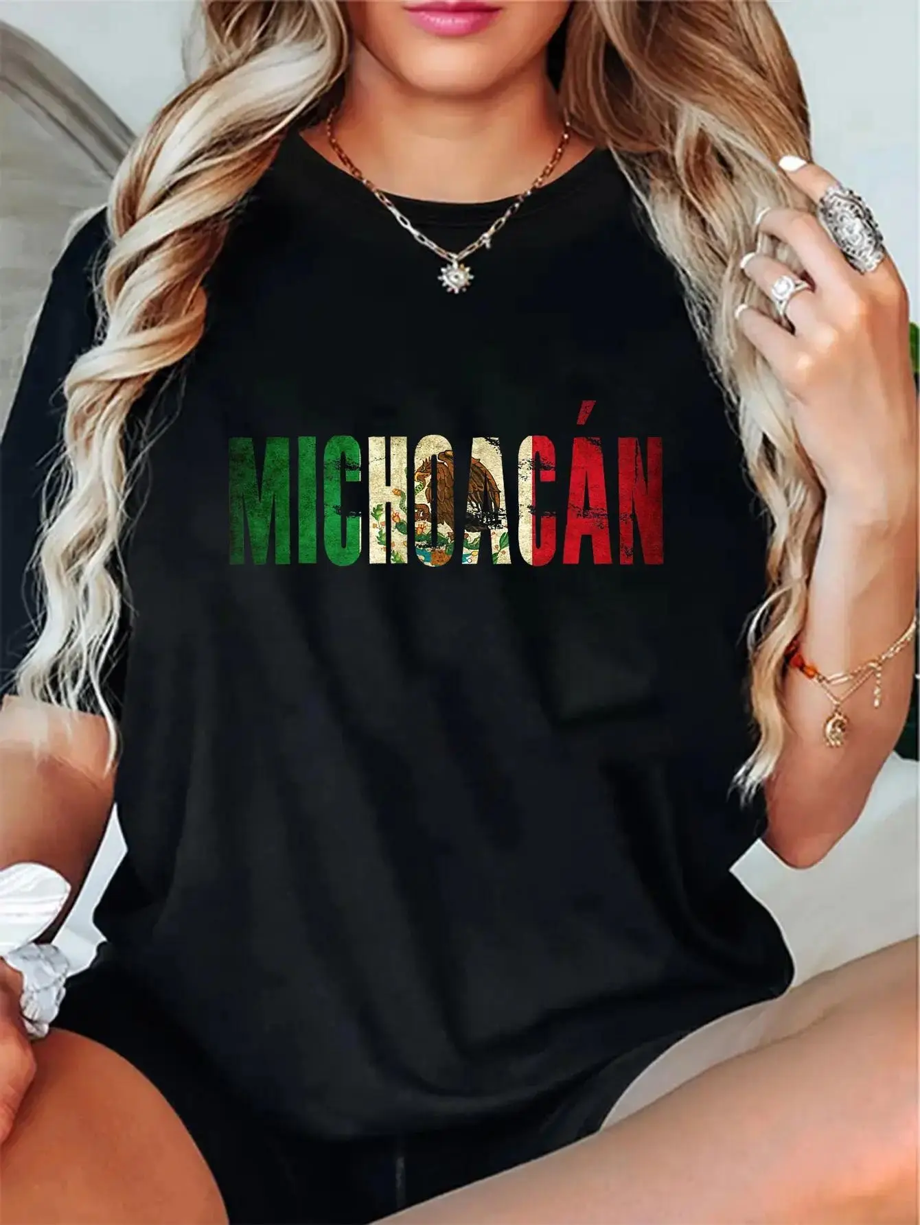 100% Cotton Unisex Michoacan Mexico Mexican Flag T-Shirt Casual Graphic Printed Tee