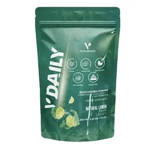 Vitaly Organic Multivitamin Powder - Natural Lemon Flavor Dietary Supplement with Amino Acids, Plant Extracts, Probiotics for Daily Health Support