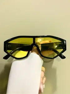 Punk Style Unisex Glasses, One-Piece Futuristic Flat Top Eyeglasses, Fashionable Trendy Eyewear for Men & Women