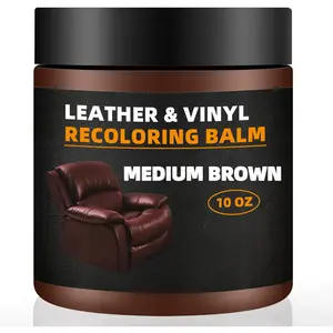 Leather Recoloring Balm - Scratch Repair & Color Restore Kit for Faded Leather, Leather Couch &  Seats - 10OZ Leather Restorer Balm for Furniture, Auto Interior, Vinyl, Accessories (Medium Brown)