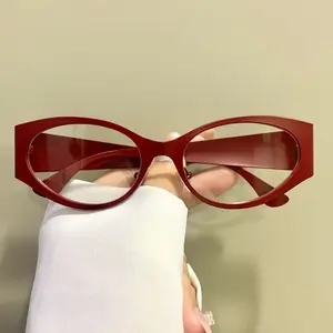 Retro Frame Cat Eye Glasses / Metal Small Frame / PC Lens / Eyeglasses For Women Men