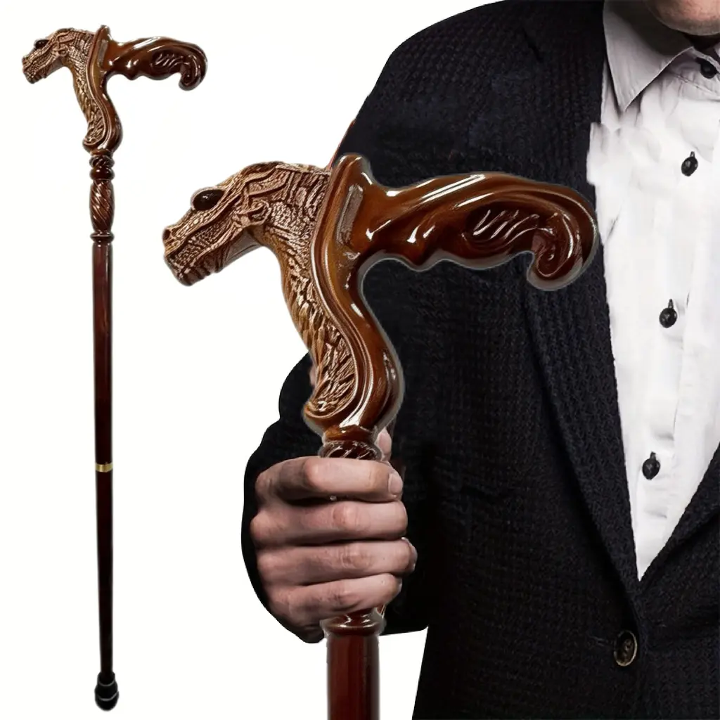 Wooden Walking Stick Unisex Ergonomic Comfort Grip for Role Play Vintage Gift