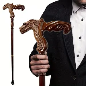 Fashionable Crocodile Head Gentleman's Cane - Elegant Luxury Decorative Scepter, Premium Unisex Wooden Walking Stick for Role-Play, Vintage Couples & Gift, with Ergonomic Comfort Grip
