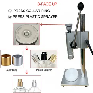Multi‑function Manual Perfume Bottle Electroplated Aluminum Sleeve Plastic Card Capping Sealing Crimping Locking Pressing Machine，Manual desktop perfume bottle crimper and capping tool machine, perfume sprayer sealer crimping plier for 13mm 15mm