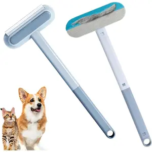 4 in 1 Long Handle Pet Hair Remover Brush with Adjustable Ergonomic Handle for Furniture Couch Carpet Clothes Reusable Washable Lint Brush