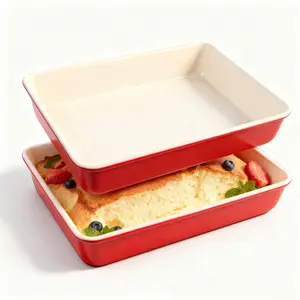 2 Piece Deep Baking Pan Set, Non-Stick 13*9 in Baking Pan, 0.6 mm Thick Carbon Steel Cake Pan, Oven-Safe Trays for Baking/Roasting