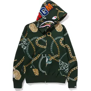 Bape Green Jewels Shark Full Zip Hoodie