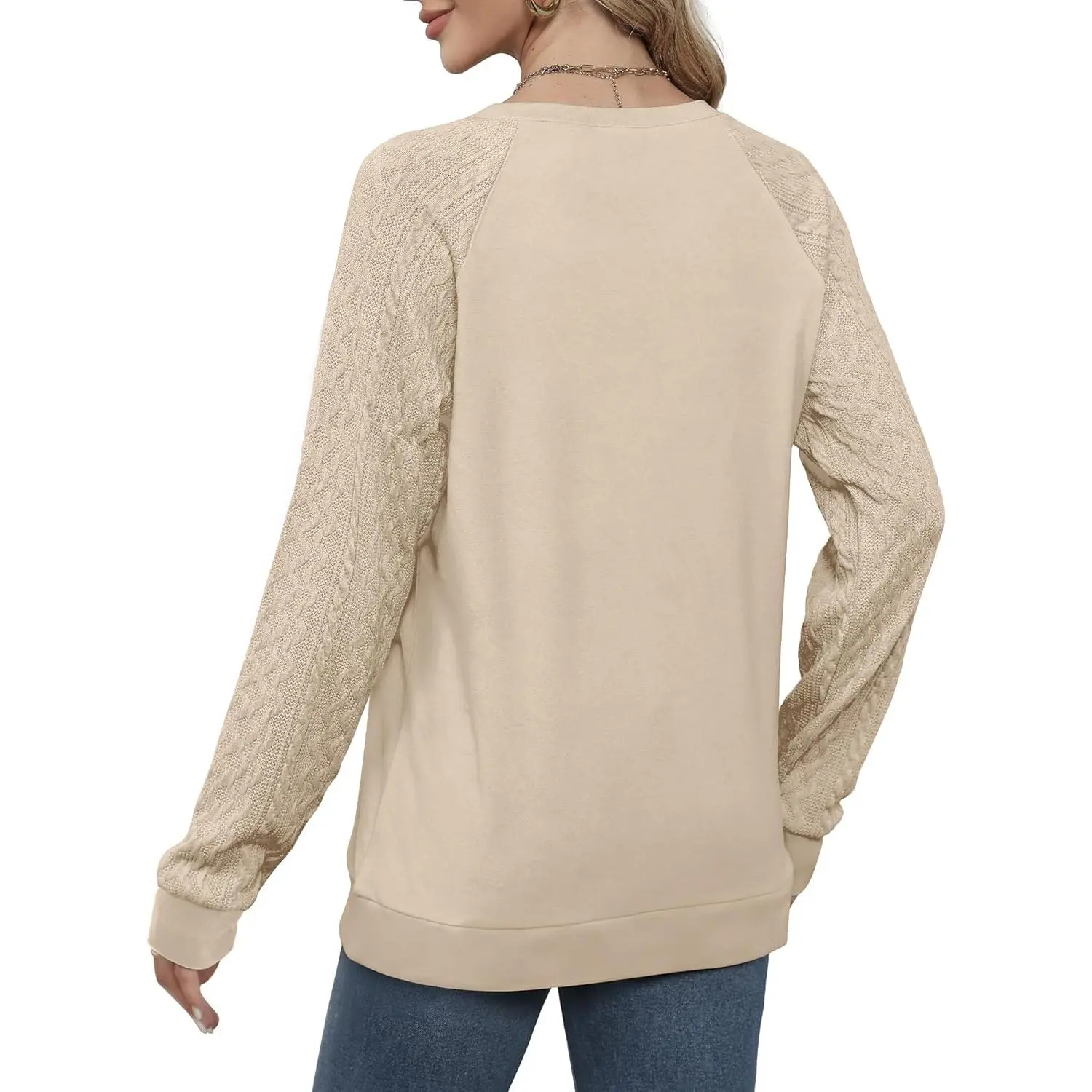 Women's Lightweight Cable Knit Crewneck Sweatshirt - Fashion Sweater with Knit Sleeves Comfortable Casual Pullover Perfect for Everyday Wear 2025 Style Cozy Soft Fabric Ladies Clothing Women's Lightweight Cable Knit Crewneck Sweatshirt - Fashion Sweater with Knit Sleeves Comfortable Casual Pullover Perfect for Everyday Wear 2025 Style Cozy Soft Fabric Ladies Clothing
