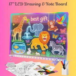 17" LED Drawing & Note Board – Light-Up Acrylic, Colorful LED Doodle Board, Erasable, Perfect Gift for Kids & Teens (1PCS)