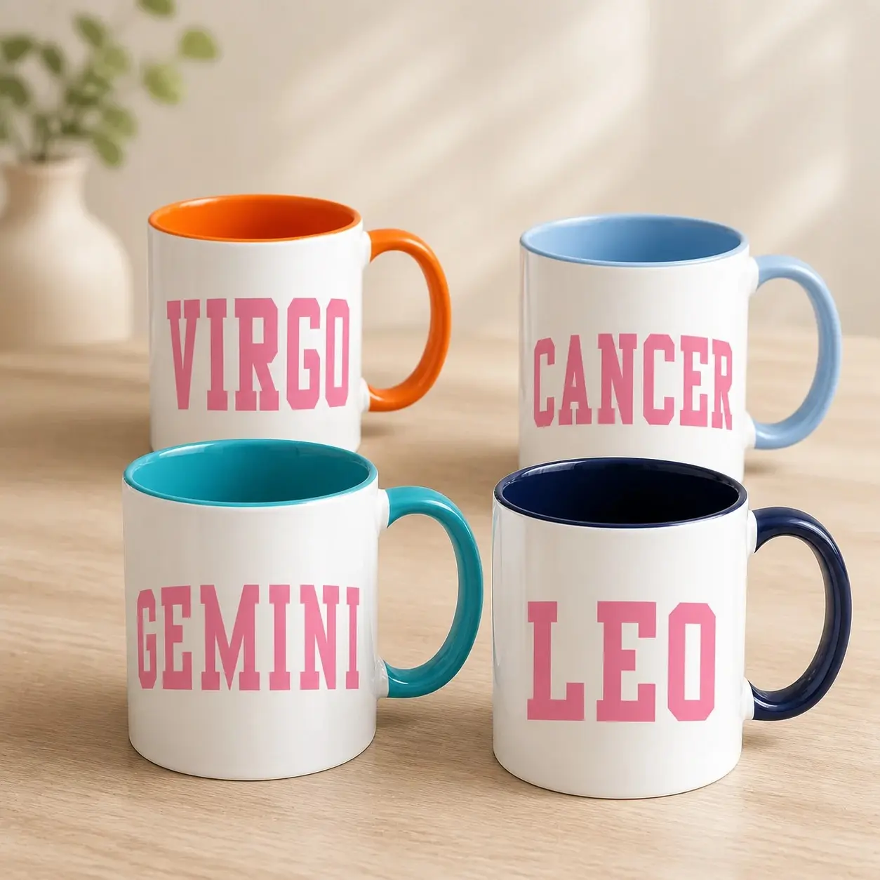 Zodiac Sign Coffee Mug Varsity Horoscope Sign Astrology Birthday Gift for Women Bold Minimalist Design