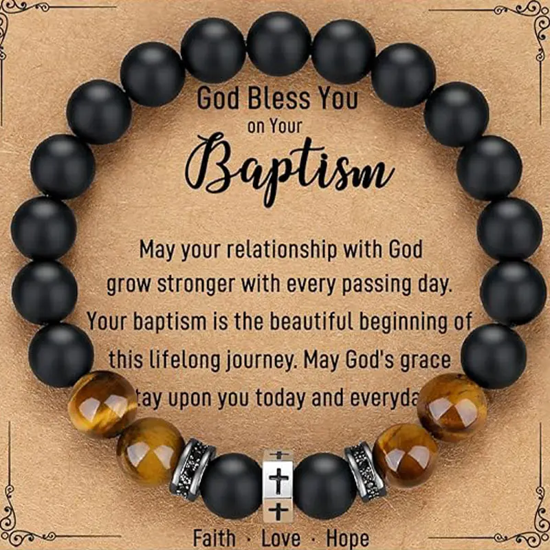 Cross Bracelet Men Boys Christian Gifts for Teen Boys Stocking Stuffers Son Grandson on Birthday Graduation Easter Christmas