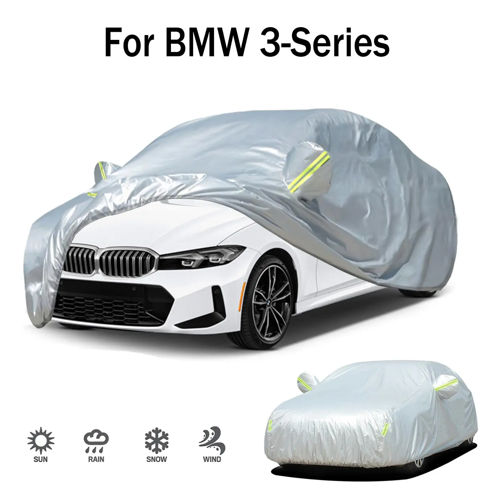 Car Cover, 1 Count Car Cover with Reflective Warning Strip, Sunproof & Dustproof & Anti-scratch Car Cover for BMW 3-Series 1997-2025, Car Sunshade Cover, Car Protector, Durable Cover, Exterior Cover, Car Covers for Automobiles, Automotive Car Protector
