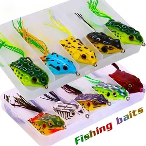 Bass  Fishing Lures 5Pcs Fishing Accessories Frog Fishing Lure Bait Hooks for Bass Carp Fishing Gear