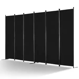 Six-Panel Room Divider Folding Privacy Screen Portable Partition for Room Separation Freestanding Privacy Wall for Office Bedroom and Living Room in Black, Durable Fabric Panels, Lightweight Frame, Easy to Fold