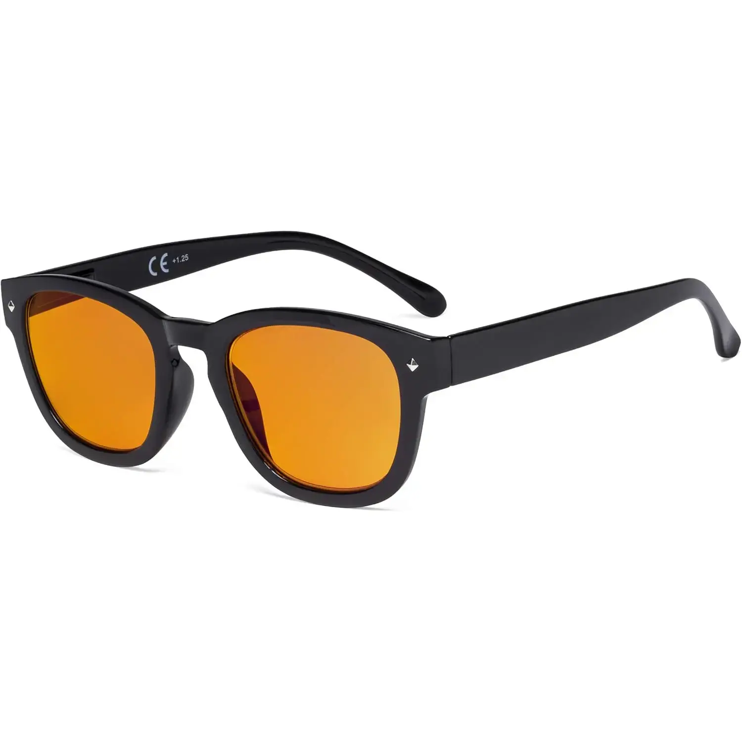Unisex Bluelight Fashion Glasses with Classic Black Full-Rim Frame, Amber Tinted HEV-Absorbing Lenses for Computer & Sleep, Stylish Protective Glasses, Amber Tinted Filter Lens, Screen Work, Black/Blue-Bb40 Lens, Protective Wear