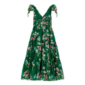 Margaret Floral Midi Dress Emerald