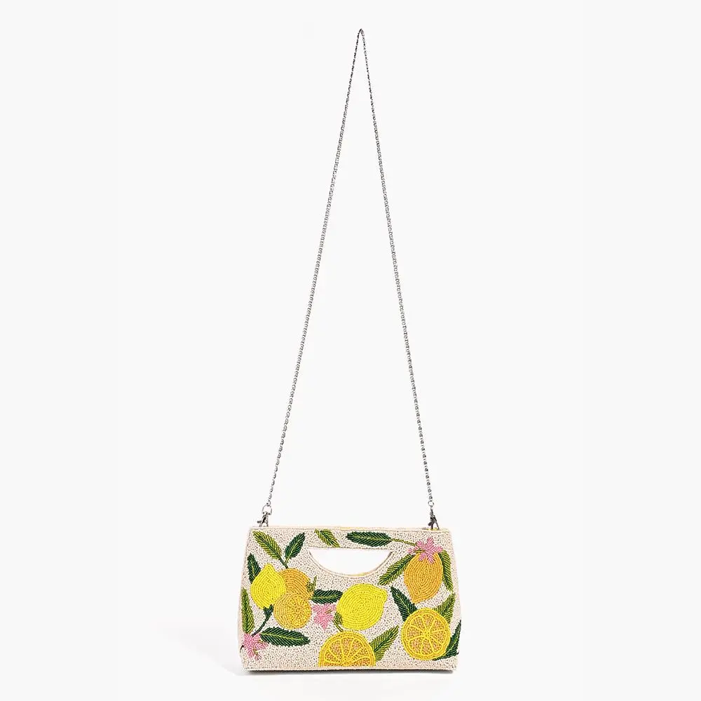 Make Lemonade Clutch Beaded Sardine Purse Handheld Bag Purse