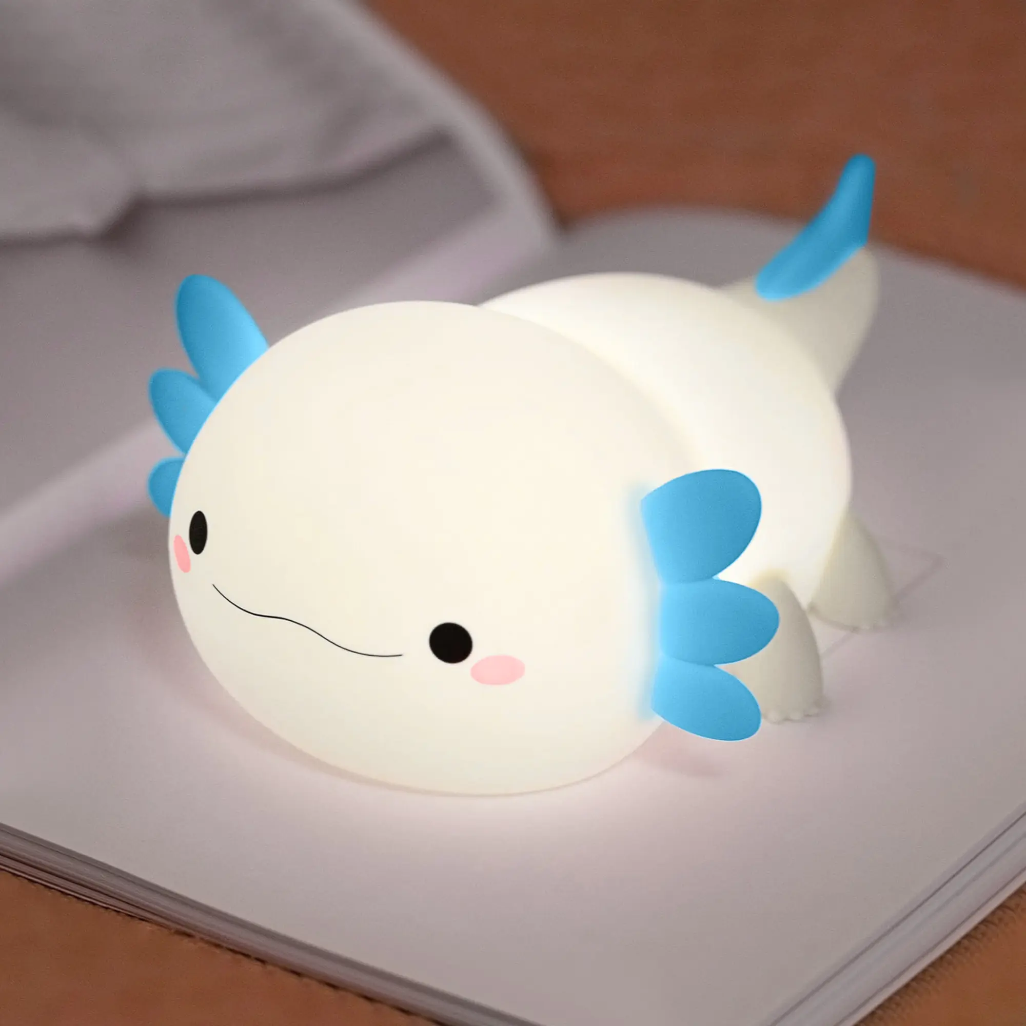 FAMIDUO Axolotl Lmap ,Cute Axolotl Lamp,Food Grade Silicone Nursery Nightlight,Rechargeable/Dimmable LED Squishy Novelty Animal Bedside Touch Lamp,Baby Room Decor, Axolotl Gifts for Kids/Boys