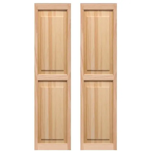 212 MAIN Raised Panel Shutters in Unfinished Pine Wood, Nursery Room Decor and Furniture Accent, 15 x 55 in, Heavy Frame, Decorative Hardware Avail., Glued, Construction, Classic, Stylish, Nursery Rooms, Panelled, Decorative Hardware Available, Wooden Acc
