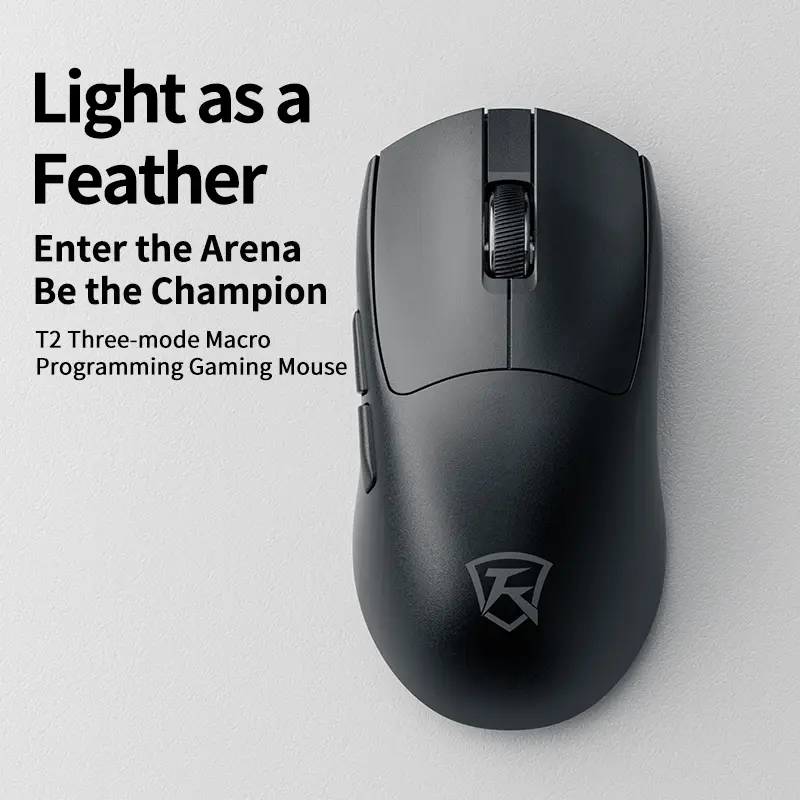 Wireless gaming mouse, three-mode 2.4G/Bluetooth 5.0/USB-C gaming mouse, rechargeable, ergonomic, suitable for laptop/PC/Mac/tablet, with 2 side keys, programmable macro, ultra-lightweight 49g, 80o0 DPI, wired connection, RGB backlight