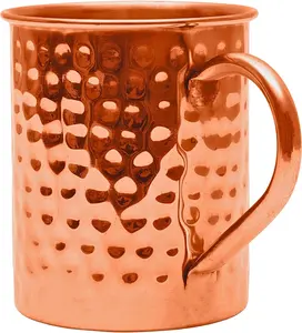 Copper Mules PURE Copper Mug  Cups Interior Ideal for Ayurvedic  Benefits and Moscow Mules - Hand Hammered Finish - Authentic and  Riveited Handle - Holds 16oz