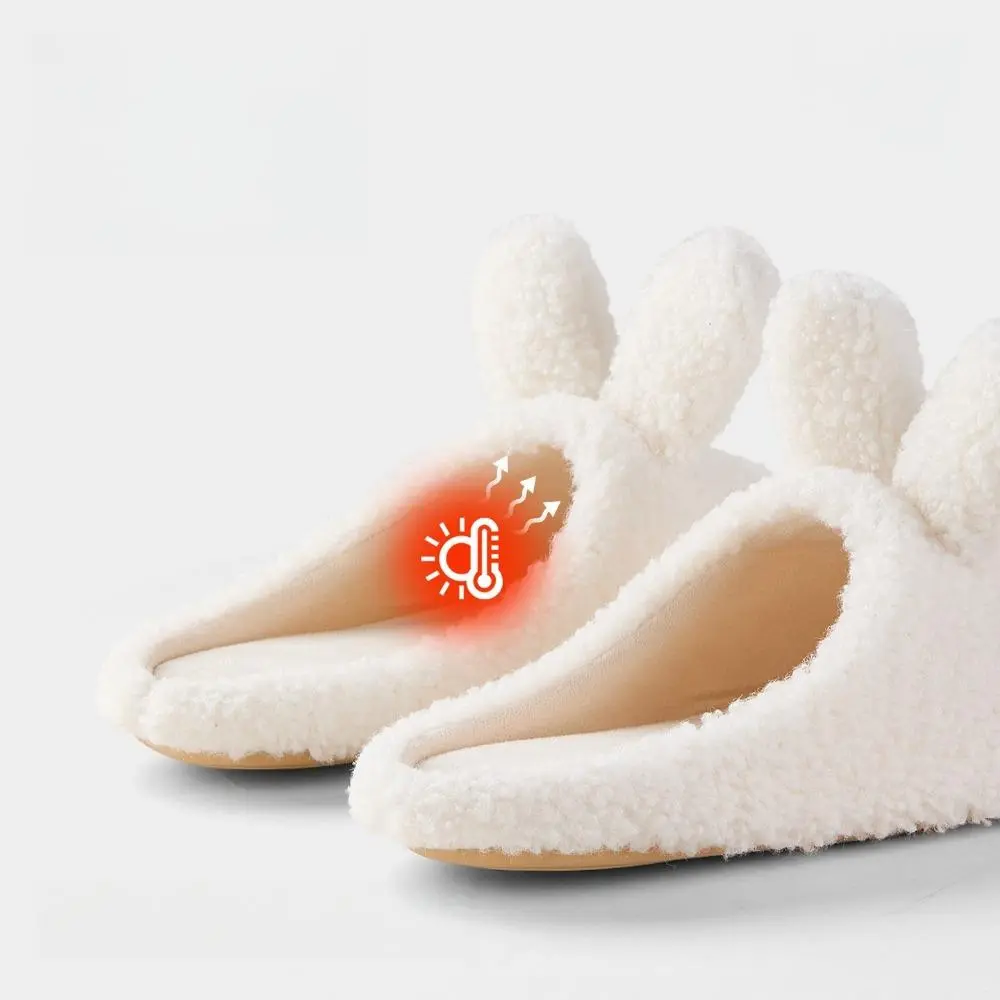 Women's Cartoon Miffy Cute Bunny Cotton Plush Slip-On Slippers - Autumn Winter Home Indoor Non-Slip Warm Closed Toe Casual Elegant Footwear