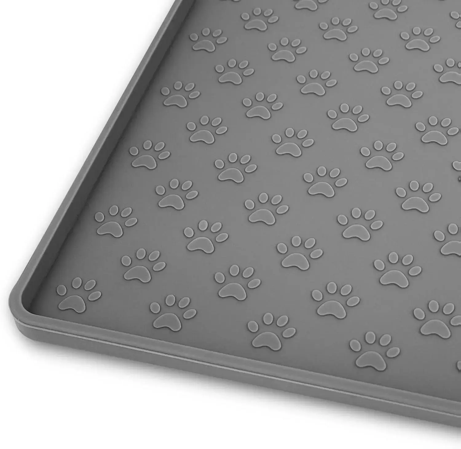 Ptlom Pet Placemat for Dog and Cat, Mat for Prevent Food and Water Overflow, Suitable for Small, Medium and Big Pet, 18" 12", Grey, Silicone