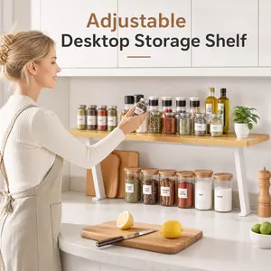 Simple Floating Desktop Bookshelf, Desktop Layered Storage Rack, Office Desktop Heightening Organizer Shelf, Adjustable Multi-Layer Storage Rack For Kitchen Countertop,  No Drilling