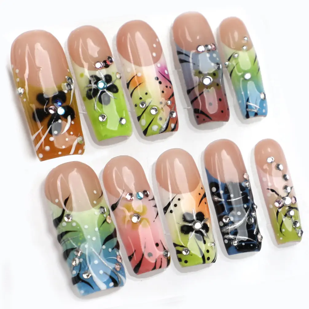MuseMoodNails Handmade Solid Design 3D Gel Nails Press on nails - Easy Application, Instant Wear, with Reusable Tabs, Vegan-Safe, Nail Art Decoration Accessory