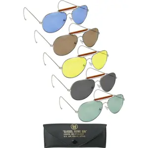 Aviator Sunglasses Air Force Style Chrome Frames with Case Military Sun Glasses