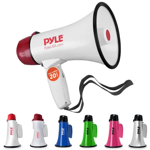20W Portable Megaphone Bullhorn Speaker, Compact Voice Amplifier with Adjustable Volume with Built-In Microphone & Folding Handle | Battery Powered PA Speaker for School Sports, Outdoor Games, Events