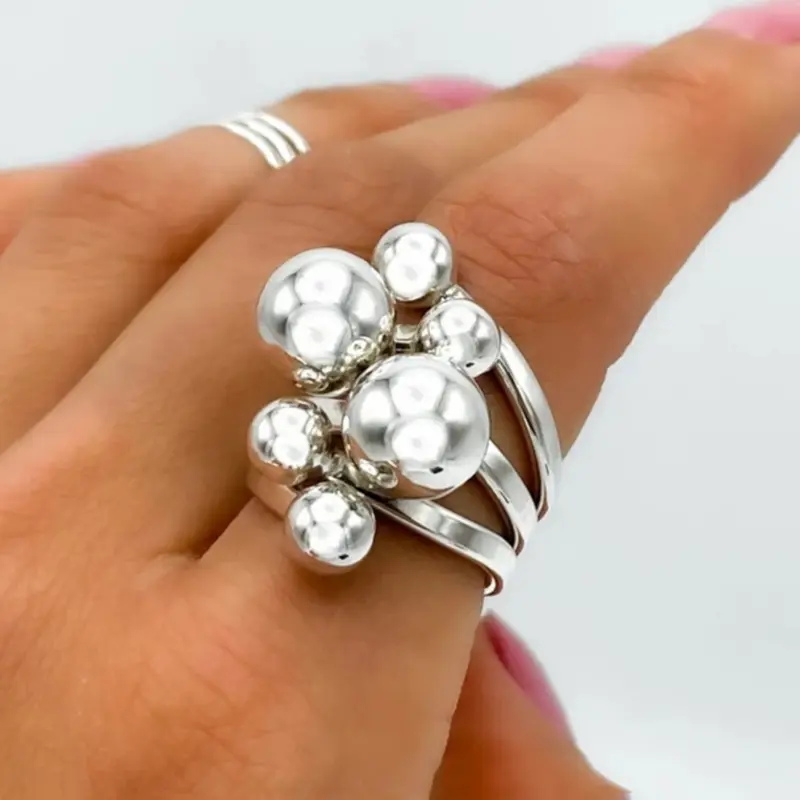 Elegant Vintage Boho Charm Unique Geometric Beads Rings Party Suitable for Both Men and Women Gift From A Best Friend Daily Party Jewelry