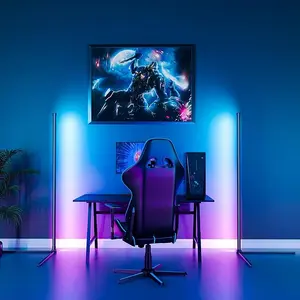 RGB Corner Floor Lamp, Color Changing LED Light with Music Sync, 56'' Modern Mood Lighting Corner Lamp with Bluetooth App & Remote Control, DIY Mode, 16 Million Colors, Multi Scene Mode