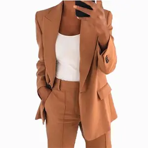 2025 New Spring and Autumn Lapel High-Grade Slim Fit Temperament Suit Coat & Trousers Suit Women Womenswear Comfort real corporate outfits women Long Sleeve Basic