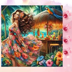 5D DIY Full Drill Round Diamond Painting - Diamond Art Kit Handicraft Floral Dress Mosaic, Canvas - DIY Decorative Painting, Home Wall Decor, Suitable for Halloween and Christmas, Birthday and Anniversary Gifts