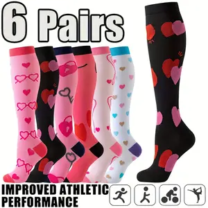 6pairs【Unisex Breathable Compression Socks】- Athletic Gradient Support Stockings for Men & Women - Outdoor Sports, Hiking, Running - Moisture-Wicking & Comfortable thigh high socks socks for women compression socks women
